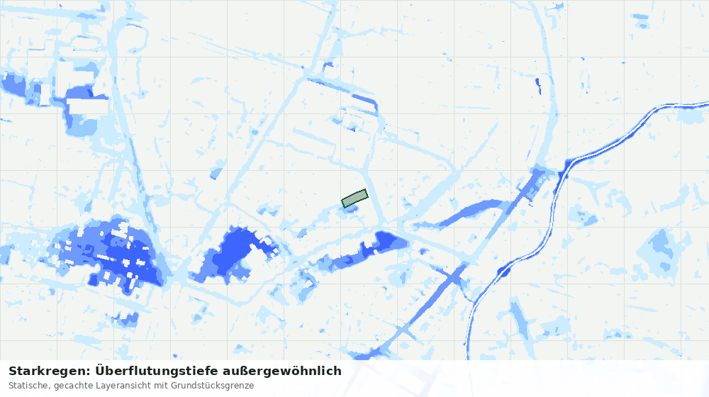 Statische Kartenansicht: Starkregen: Überflutungstiefe außergewöhnlich