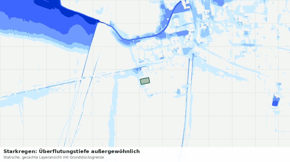 Statische Kartenansicht: Starkregen: Überflutungstiefe außergewöhnlich