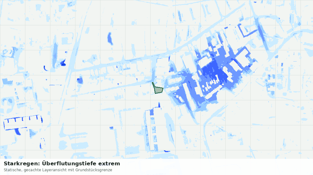 Statische Kartenansicht: Starkregen: Überflutungstiefe extrem
