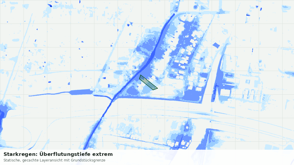 Statische Kartenansicht: Starkregen: Überflutungstiefe extrem