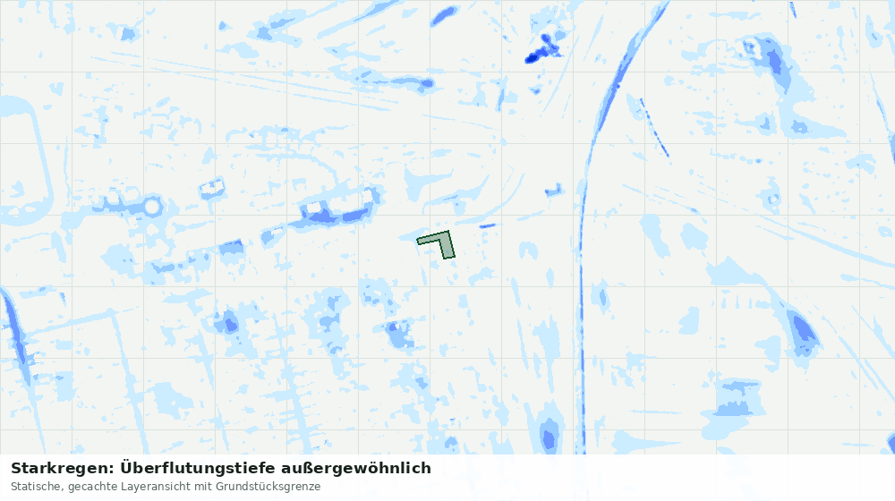 Statische Kartenansicht: Starkregen: Überflutungstiefe außergewöhnlich