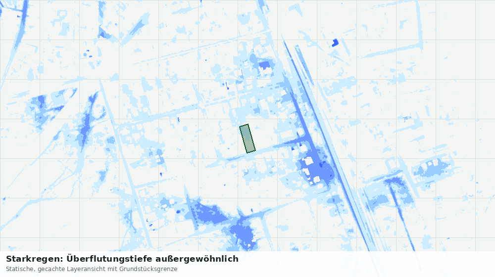 Statische Kartenansicht: Starkregen: Überflutungstiefe außergewöhnlich