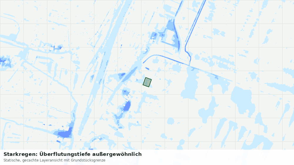 Statische Kartenansicht: Starkregen: Überflutungstiefe außergewöhnlich