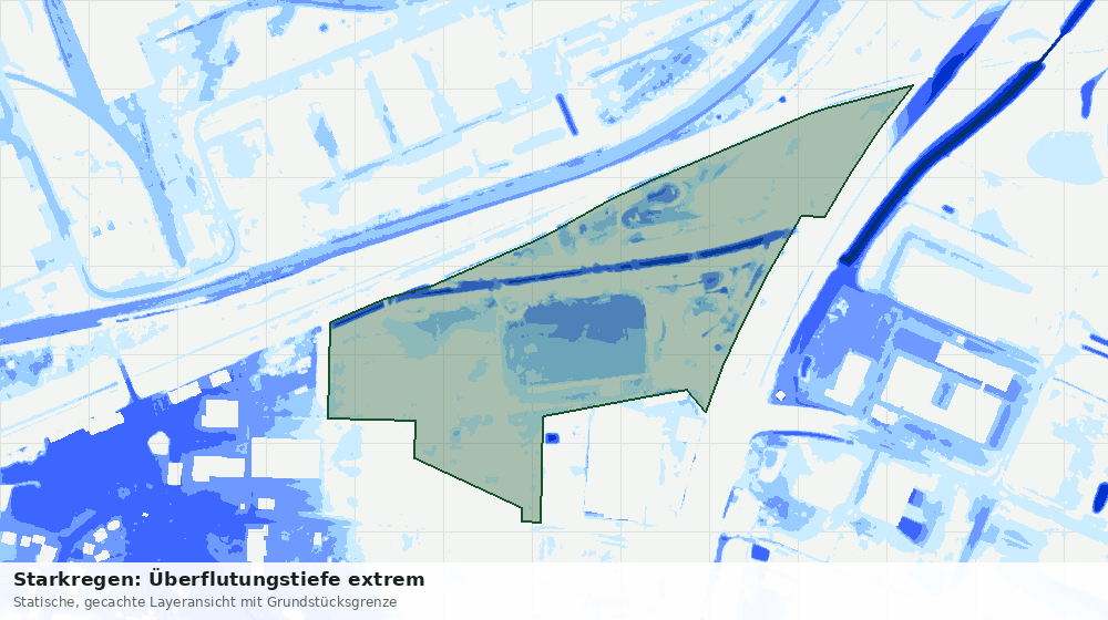 Statische Kartenansicht: Starkregen: Überflutungstiefe extrem