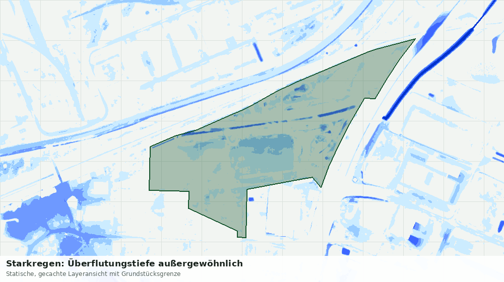Statische Kartenansicht: Starkregen: Überflutungstiefe außergewöhnlich