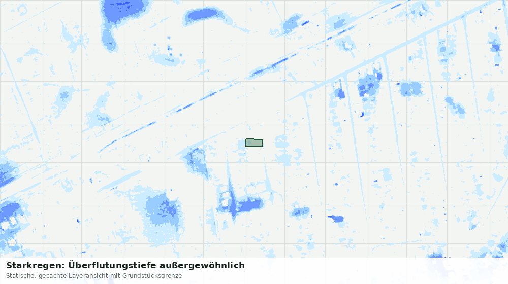 Statische Kartenansicht: Starkregen: Überflutungstiefe außergewöhnlich