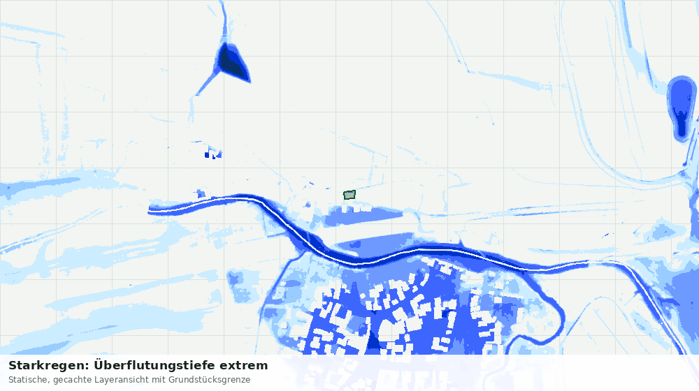 Statische Kartenansicht: Starkregen: Überflutungstiefe extrem