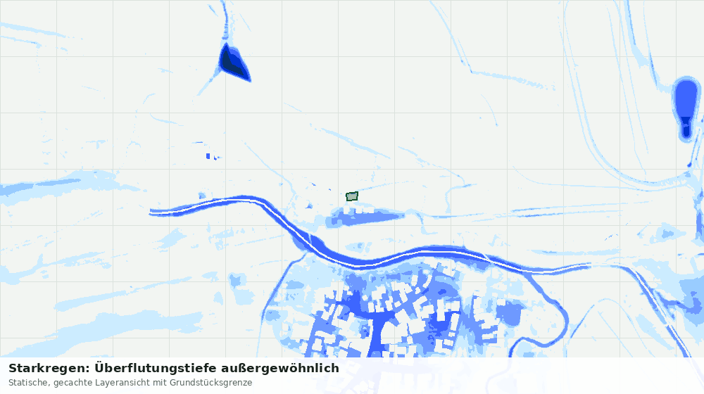 Statische Kartenansicht: Starkregen: Überflutungstiefe außergewöhnlich