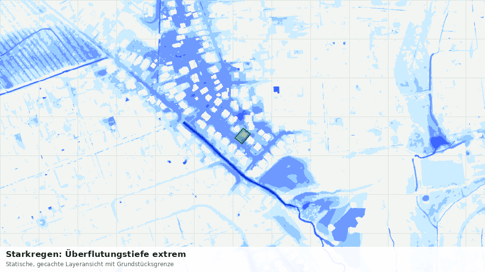 Statische Kartenansicht: Starkregen: Überflutungstiefe extrem