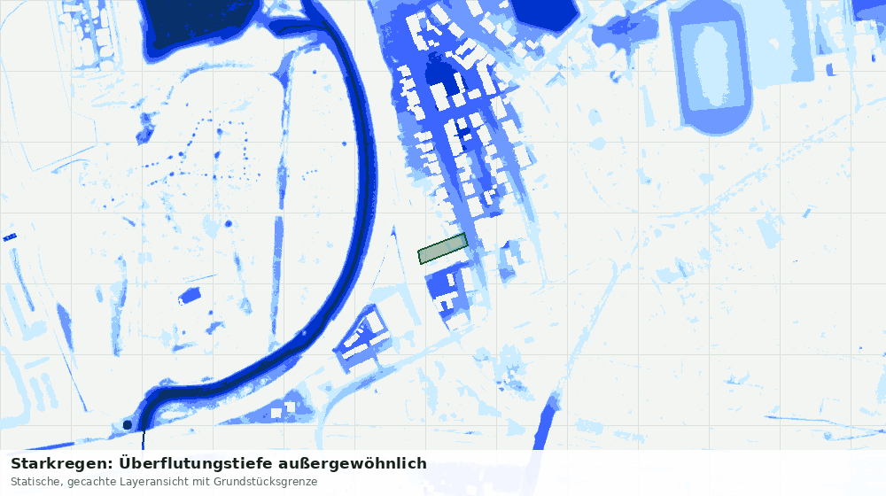 Statische Kartenansicht: Starkregen: Überflutungstiefe außergewöhnlich