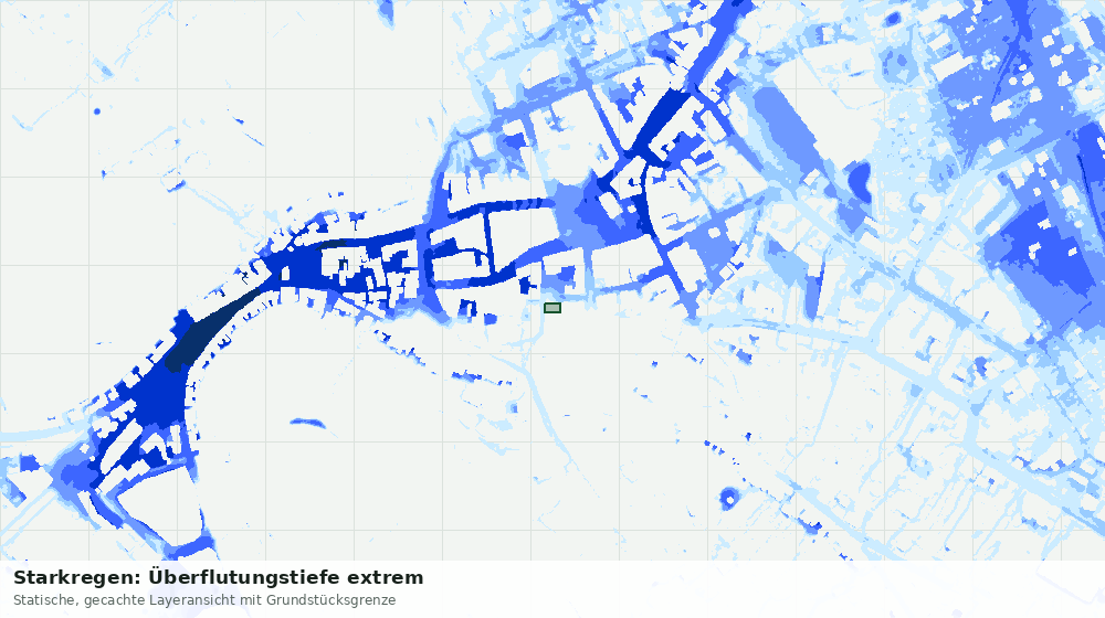 Statische Kartenansicht: Starkregen: Überflutungstiefe extrem