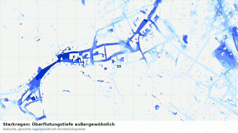 Statische Kartenansicht: Starkregen: Überflutungstiefe außergewöhnlich
