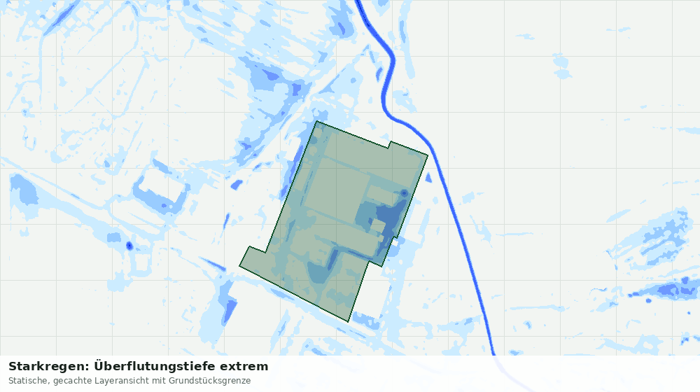 Statische Kartenansicht: Starkregen: Überflutungstiefe extrem