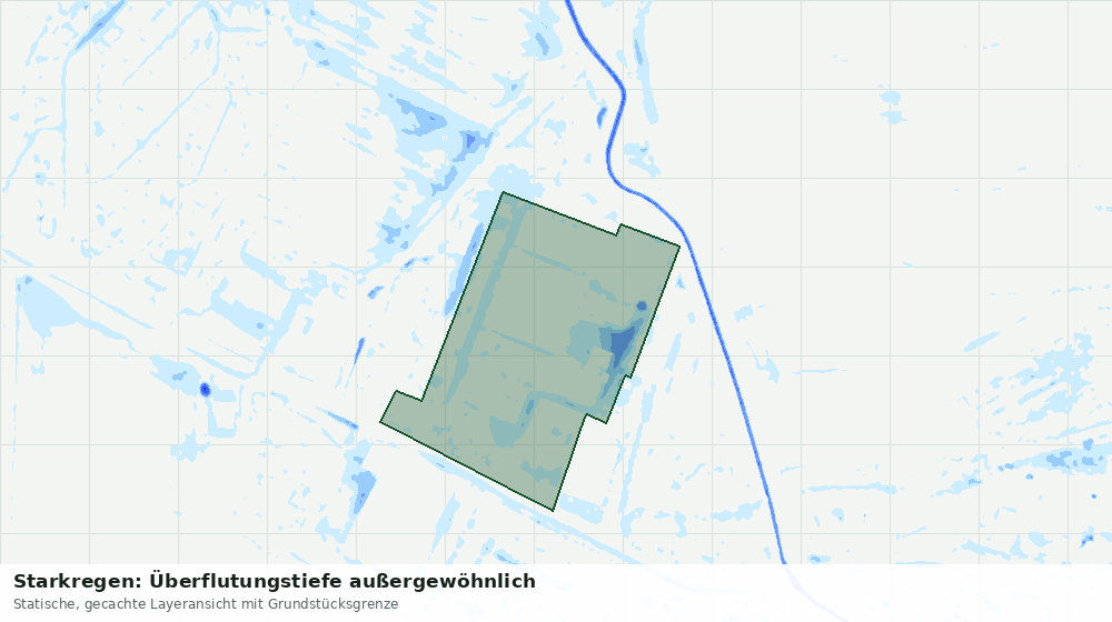 Statische Kartenansicht: Starkregen: Überflutungstiefe außergewöhnlich