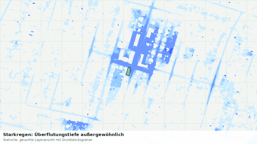 Statische Kartenansicht: Starkregen: Überflutungstiefe außergewöhnlich