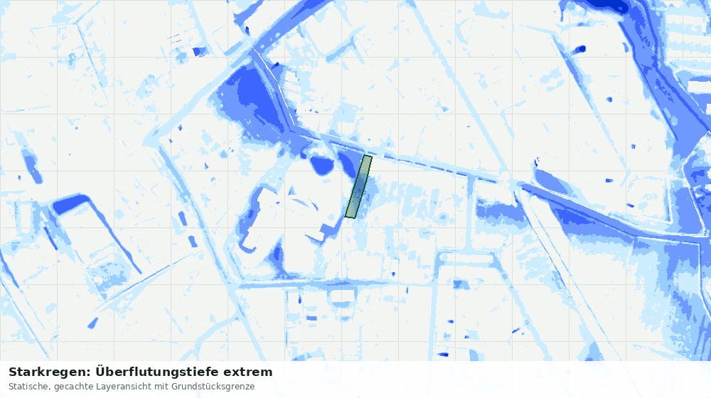 Statische Kartenansicht: Starkregen: Überflutungstiefe extrem