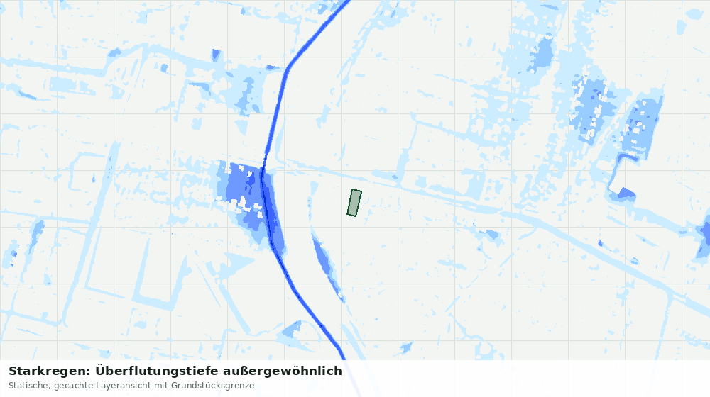 Statische Kartenansicht: Starkregen: Überflutungstiefe außergewöhnlich