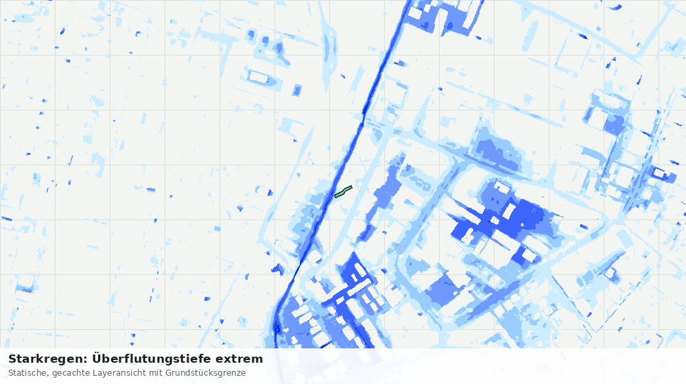 Statische Kartenansicht: Starkregen: Überflutungstiefe extrem