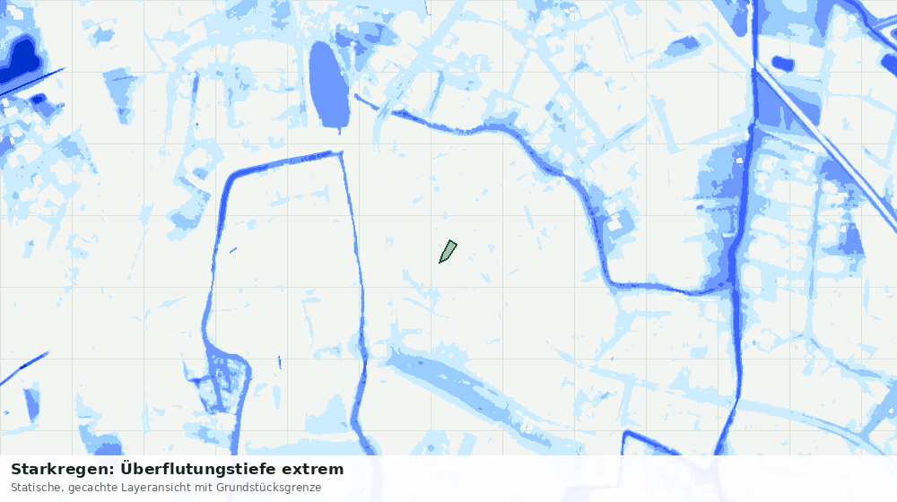 Statische Kartenansicht: Starkregen: Überflutungstiefe extrem
