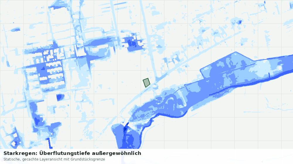 Statische Kartenansicht: Starkregen: Überflutungstiefe außergewöhnlich