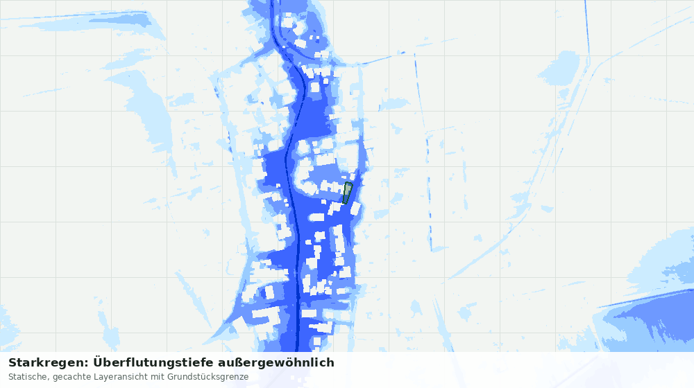 Statische Kartenansicht: Starkregen: Überflutungstiefe außergewöhnlich
