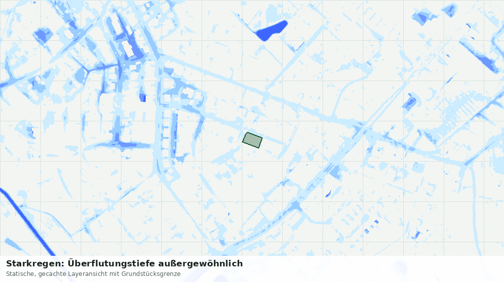 Statische Kartenansicht: Starkregen: Überflutungstiefe außergewöhnlich