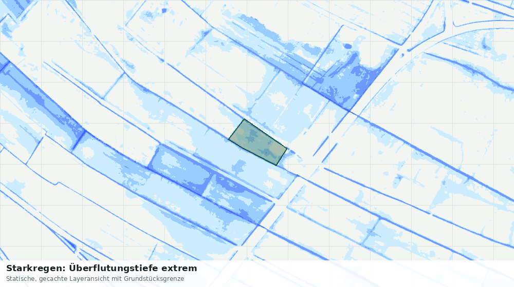 Statische Kartenansicht: Starkregen: Überflutungstiefe extrem