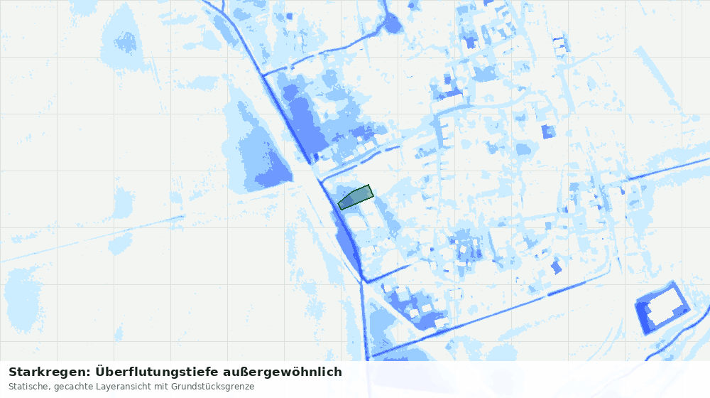 Statische Kartenansicht: Starkregen: Überflutungstiefe außergewöhnlich