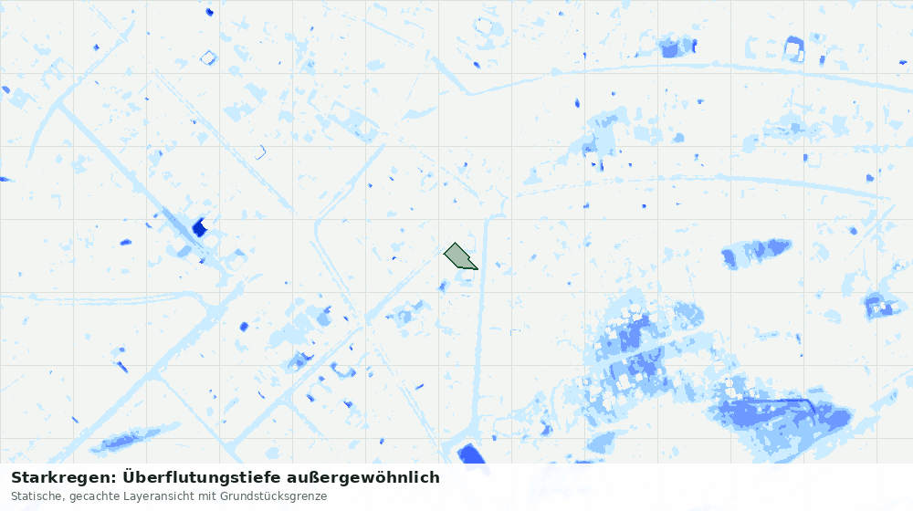 Statische Kartenansicht: Starkregen: Überflutungstiefe außergewöhnlich
