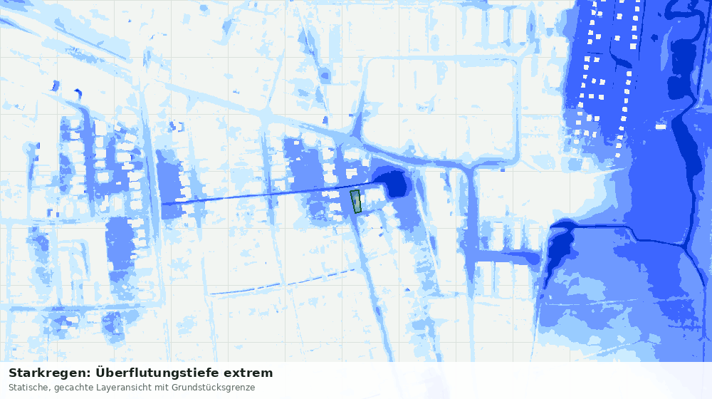 Statische Kartenansicht: Starkregen: Überflutungstiefe extrem