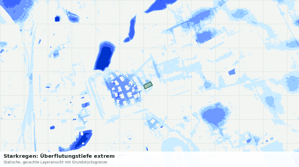 Statische Kartenansicht: Starkregen: Überflutungstiefe extrem