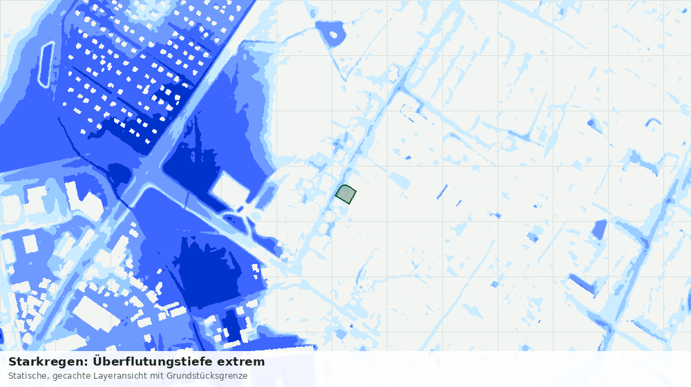 Statische Kartenansicht: Starkregen: Überflutungstiefe extrem