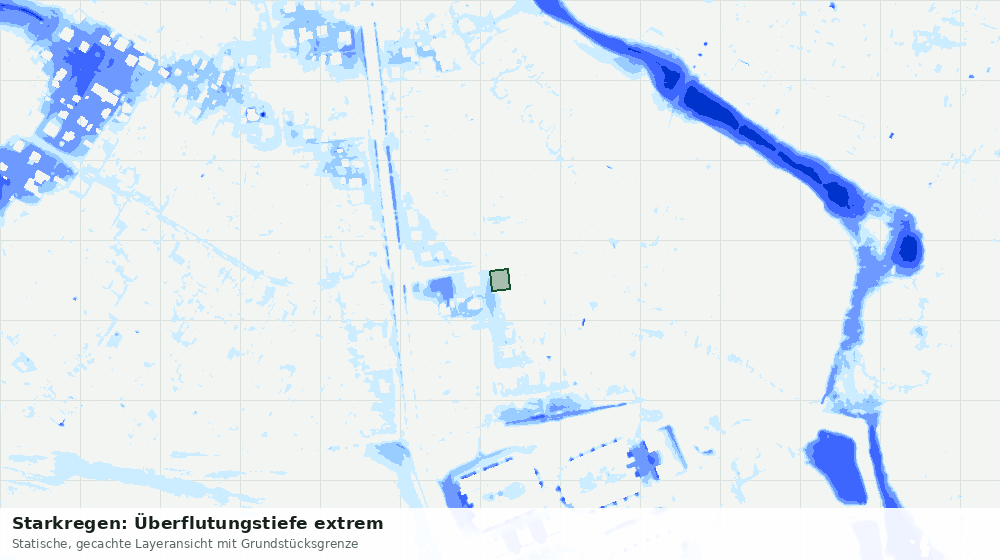 Statische Kartenansicht: Starkregen: Überflutungstiefe extrem