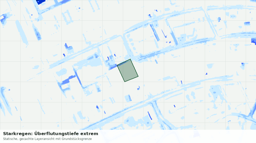 Statische Kartenansicht: Starkregen: Überflutungstiefe extrem