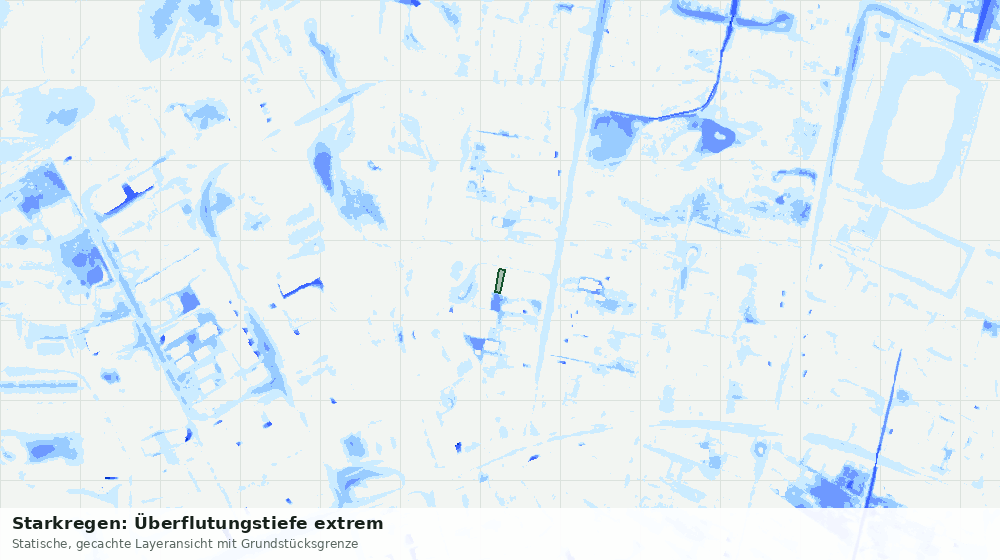 Statische Kartenansicht: Starkregen: Überflutungstiefe extrem