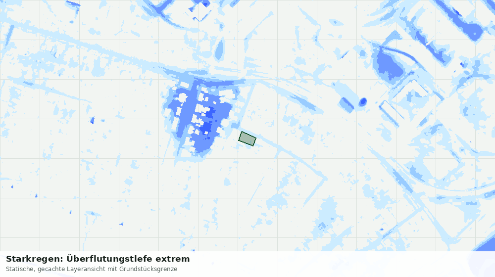Statische Kartenansicht: Starkregen: Überflutungstiefe extrem