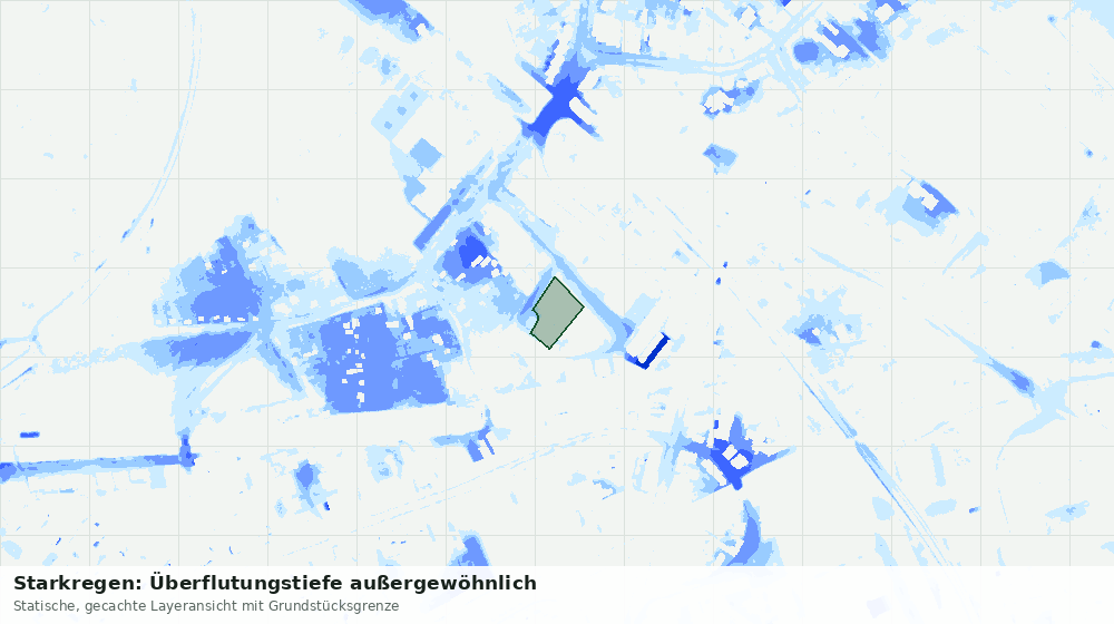Statische Kartenansicht: Starkregen: Überflutungstiefe außergewöhnlich