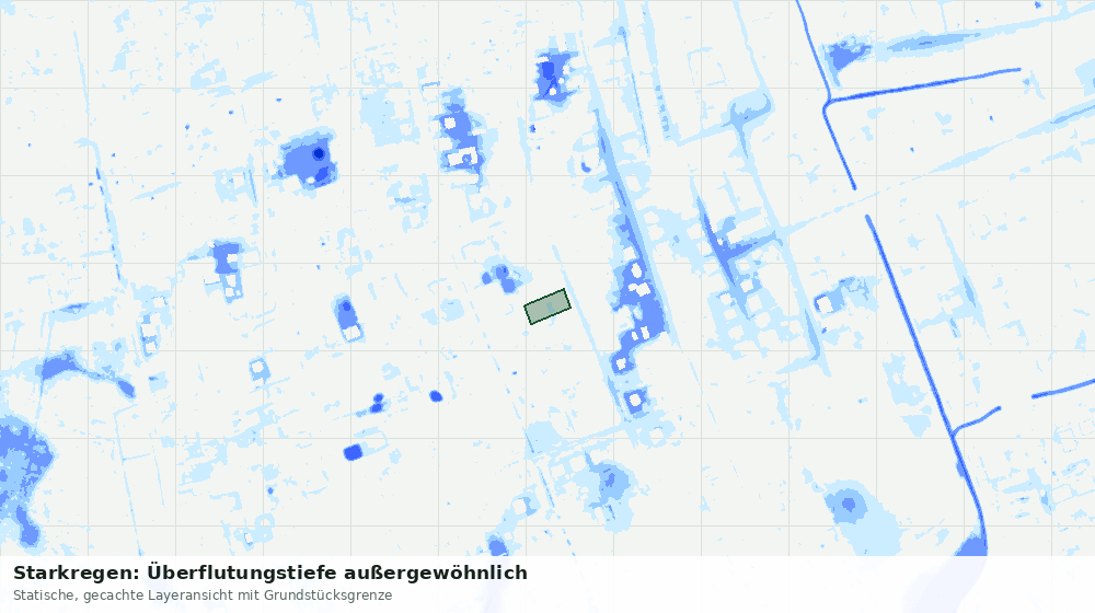Statische Kartenansicht: Starkregen: Überflutungstiefe außergewöhnlich