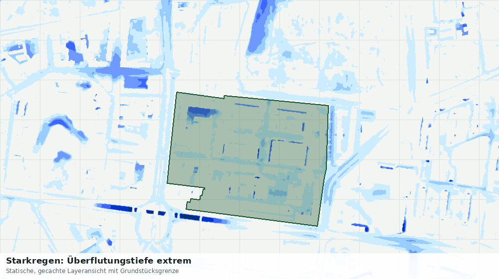 Statische Kartenansicht: Starkregen: Überflutungstiefe extrem