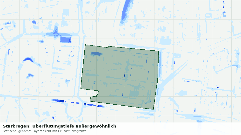 Statische Kartenansicht: Starkregen: Überflutungstiefe außergewöhnlich