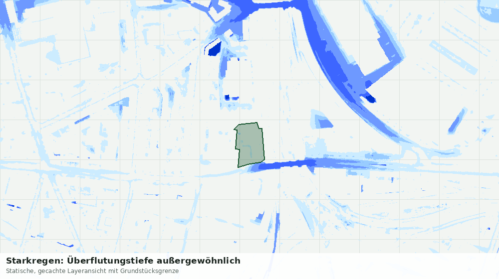 Statische Kartenansicht: Starkregen: Überflutungstiefe außergewöhnlich