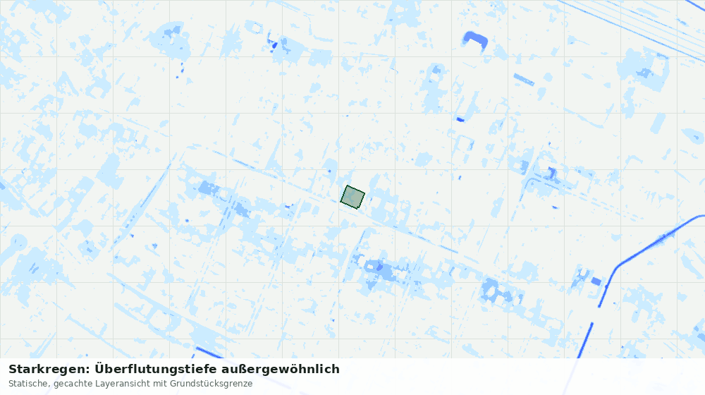 Statische Kartenansicht: Starkregen: Überflutungstiefe außergewöhnlich