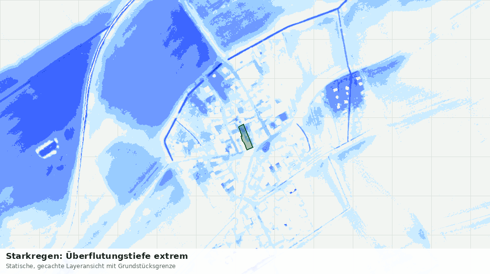 Statische Kartenansicht: Starkregen: Überflutungstiefe extrem