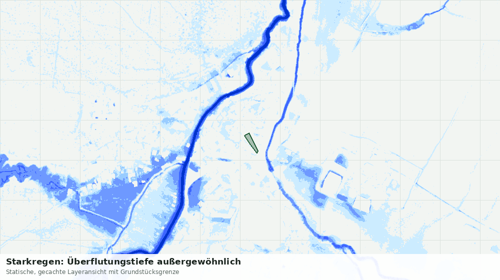Statische Kartenansicht: Starkregen: Überflutungstiefe außergewöhnlich