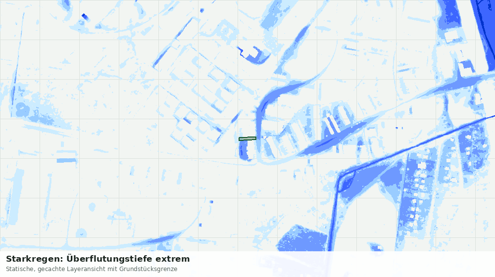 Statische Kartenansicht: Starkregen: Überflutungstiefe extrem