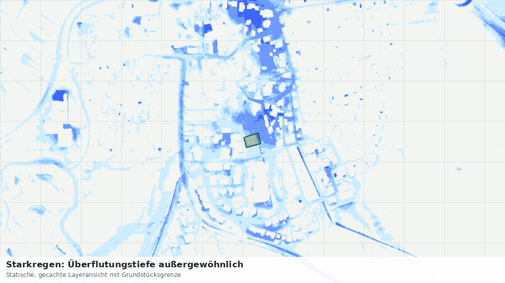 Statische Kartenansicht: Starkregen: Überflutungstiefe außergewöhnlich