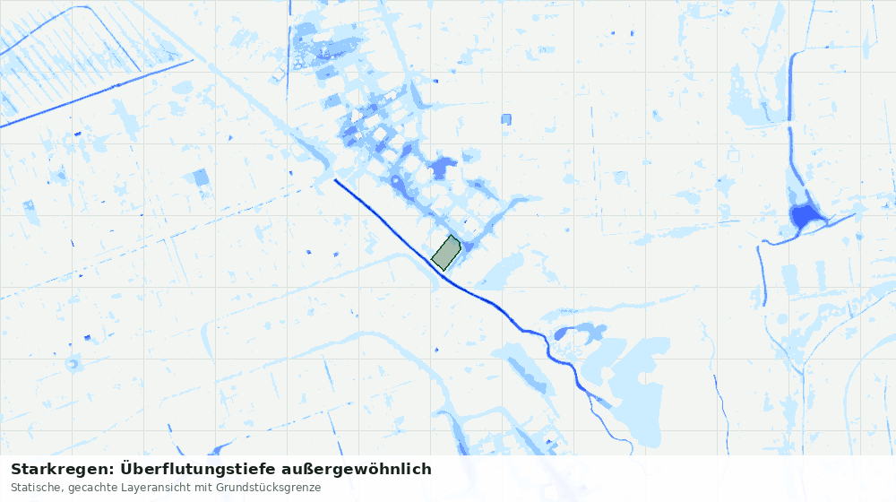 Statische Kartenansicht: Starkregen: Überflutungstiefe außergewöhnlich