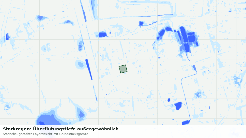Statische Kartenansicht: Starkregen: Überflutungstiefe außergewöhnlich