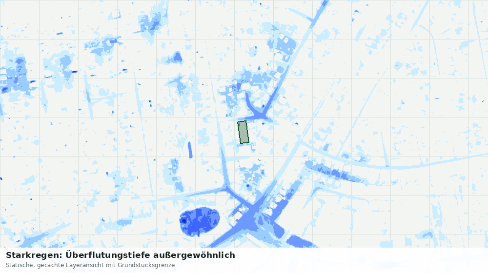 Statische Kartenansicht: Starkregen: Überflutungstiefe außergewöhnlich
