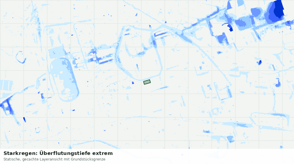 Statische Kartenansicht: Starkregen: Überflutungstiefe extrem